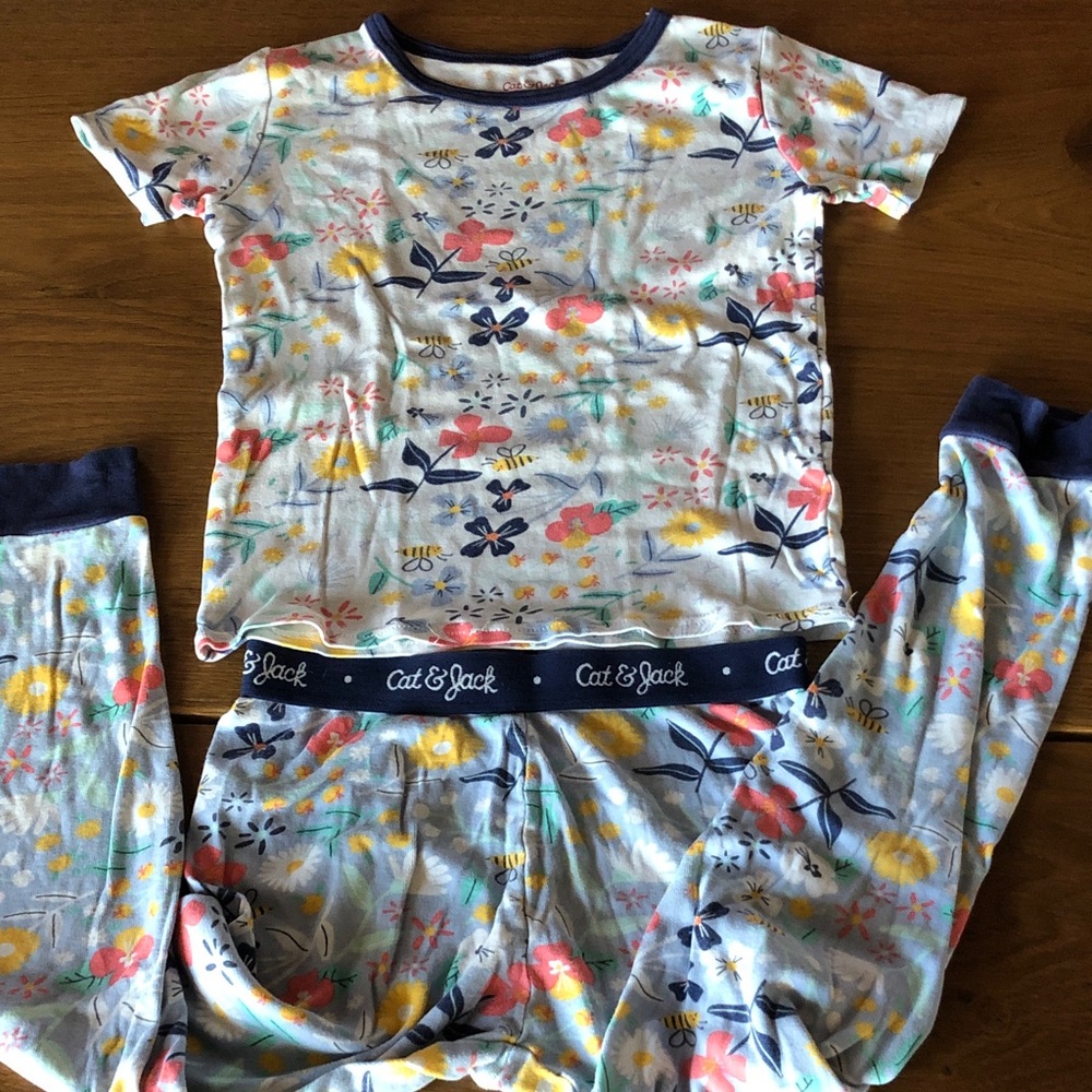 Cat & Jack Floral Girls Pajama Set - Navy, Yellow, Pink